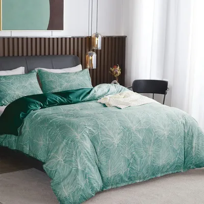 Productafbeelding van Beddengoedset 140 x 200 cm, microvezel, groen, inclusief kussensloop 65 x 65 cm