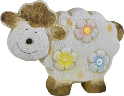 Produktbild von Keramik Schaf mit Blumen 15x20 cm