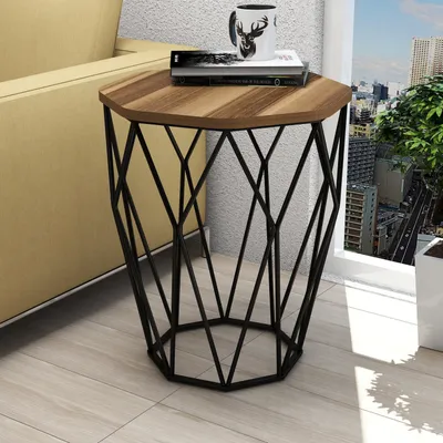 Produktbild von Skye Decor, Sofya - Walnut, Beistelltisch, Nussbaum, 100 % MELAMINBESCHICHTETE SPANPLATTEN, 46 x 46 x 57 cm