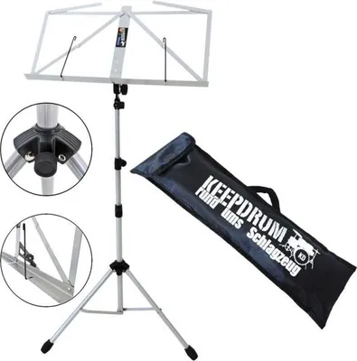 Image de keepdrum MUS3SV Pied à musique argenté avec housse