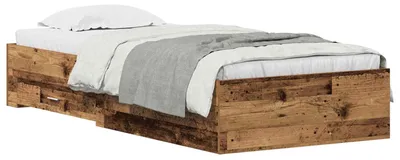 Produktbild von vidaXL Bettrahmen mit Schubladen Altholz 90 x 200 cm Holzwerkstoff