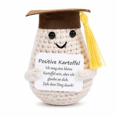 Produktbild von Positive Kartoffel mit Abschlussmütze – kleines Motivationsgeschenk für Schüler, Abiturienten & Studenten