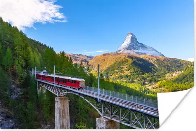 Produktbild von MuchoWow® Poster Ein Zug in den Alpen 120x80 cm - Bilder
