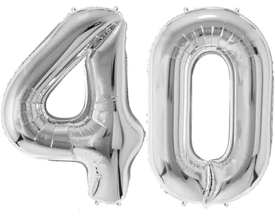Ballonset 40. Geburtstag Silber 100cm – Zahlen 4 & 0 – Helium geeignet