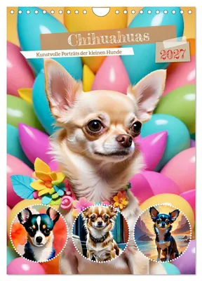 Produktbild von Chihuahuas. Kunstvolle Porträts der kleinen Hunde (Wandkalender 2027 DIN A4 hoch), CALVENDO Monatskalender