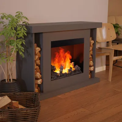 Produktbild von GLOW FIRE Elektrokamin 'Ares Opti Myst' | Wasserdampf Kamin mit Heizung inkl. Holz in schwarz als Standkamin| HxBxT: 106x131x38 cm
