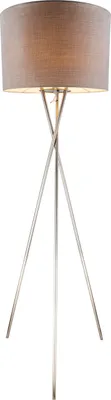 Produktbild von Globo Lighting Stehleuchte Metall Nickel matt, Kunststoff, Textil grau, Fußtrittschalter im Kabel, ø: 620mm, H: 1600mm, Kabellänge 1800mm, exkl. 1x E27 60W 230V