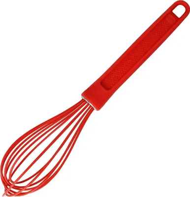 Produktbild von Dr. Oetker Silikon-Schneebesen FLEXXIBEL LOVE, praktischer Rührbesen aus hochwertigem Platinsilikon, spülmaschinengeeignet, handlicher Ballonschneebesen, aufhängbar (Farbe: Rot)