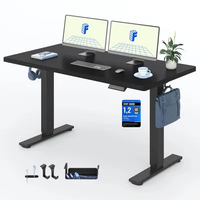 Zdjęcie produktu dla FLEXISPOT EN1 Biurko z regulacją wysokości 140 x 80 cm, nośność 100 kg, z zabezpieczeniem antykolizyjnym,  jednoczęściowy blat, 4 funkcje pamięci (czarne)