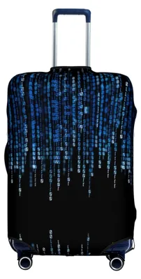 Produktbild von Elastische Gepäckabdeckung mit blauem Binärdruck, personalisierte Abdeckung mit Reißverschluss, weiß, Größe S