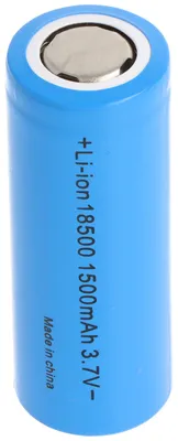 Produktbild von 18500 Li-Ion Akku mit 3,6-3,7 Volt, 18500-A1, 1500mAh, flacher Pluspol, 48,9 x 18,3mm