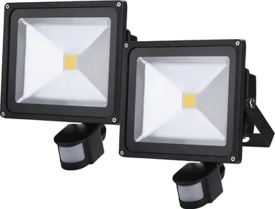 Produktbild von Greenmigo 2x 30W LED Strahler Fluter + Bewegungsmelder Warmweiß warmweiss Objektbeleuchtung Außenstrahler Wandstrahler Flutlichtstrahler Scheinwerfer Gartenlampe IP65 85V-265V