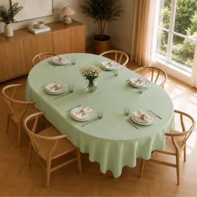 Immagine prodotto di Tovaglia ovale 160 x 220 cm per tavolo da pranzo e cucina in verde chiaro