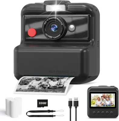 Produktbild von Sofortbildkamera Kinder 3 Zoll Bildschirm, 48MP/2,5K UHD Kinderkamera mit Sofortdruck, 32GB Karte, Spielzeug Geschenk für Jungen & Mädchen 3-12 Jahre