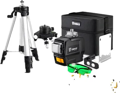 Obrázok produktu pre Laserová vodováha, 360° horizontálna a vertikálna krížová čiara, vrátane statívu a príslušenstva, DKLL12PB1-S2