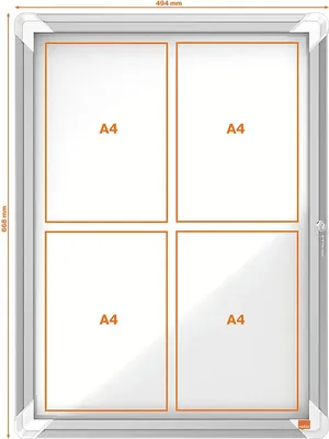 A product display frame with four A4 sized inserts.
