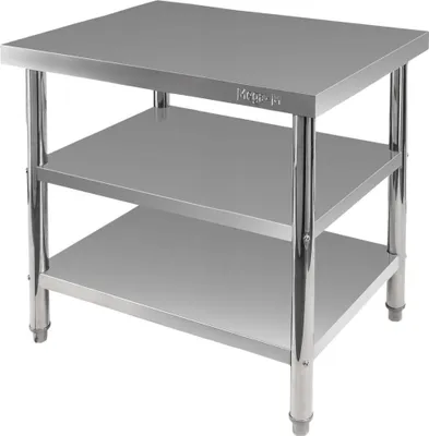 Zdjęcie produktu dla Kuchenny stół ze stali nierdzewnej centralny gastro do krojenia z 2 półkami Mega-M X STANDARD 100x60x85 cm