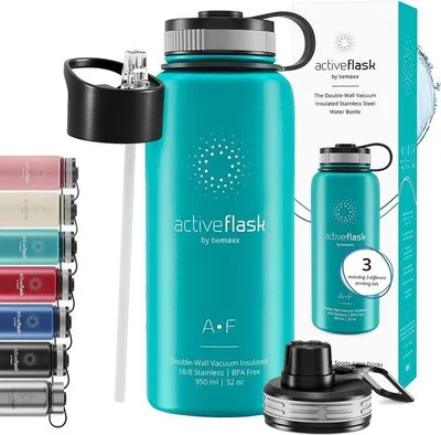 Image de Gourde isotherme en acier inoxydable, 3 bouchons, sans BPA, étanche, pour boissons non alcoolisées - Gourde de vélo isotherme pour enfants.
