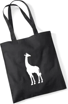 Produktbild von Huuraa Jutebeutel Giraffe Silhouette 10 Liter Black Baumwolle Tasche Geschenkidee