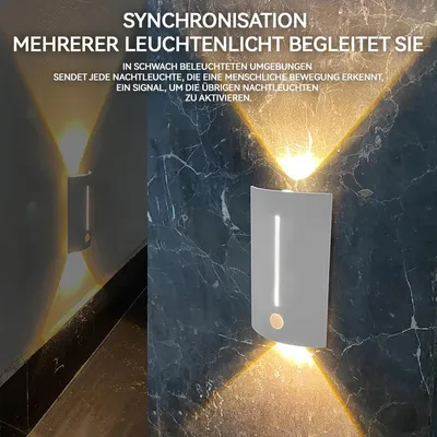 Produktbild von 4 Stück LED Nachtlicht Aufladbar Dimmbar Warmweiß und Kaltweiß mit Bewegungsmelder und Dämmerungs-sensor für Treppe, Schlafzimmer, Flu