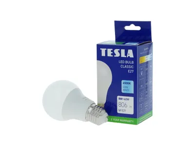 Obrázek produktu pro Tesla - LED žárovka BULB E27, 8W, 230V, 806lm, 25 000h, 6500K studená bílá, 220st