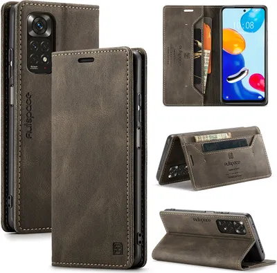 Produktbild von Redmi Note 11S Brieftasche Hülle, Retro Kunstledertasche Stand Schutzhülle für Xiaomi Redmi Note 11 4G / Note 11S Kupfer