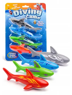Produktbild von 4er Set Tauchtiere Haie für den Pool - Wasserspielzeug zum Tauchen lernen für Kinder