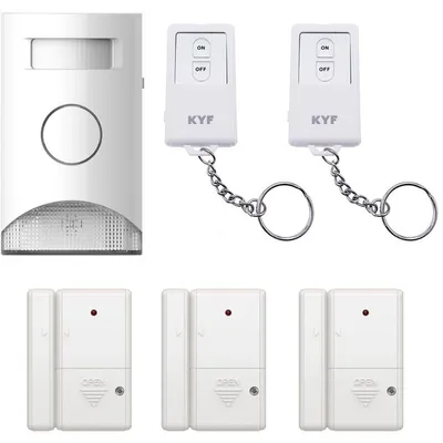 Produktbild von Erweiterbares Alarmsystem mit Bewegungsmelder – KYF – 434 MHz – Warnleuchte – 3 Tür-/Fenstersensoren – 2 Fernbedienungen