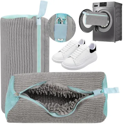 Produktbild von Schuhwaschbeutel 2er-Pack Grau 40x20cm mit Reißverschluss