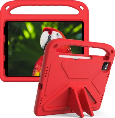 Produktbild von Hülle für iPad Air 5 /Air 4 /iPad Pro 11 2022/2021/2020/2018, iPad 10,9-Zoll Air 5th/4th Gen, Leichte Stoßfeste Eva Kinder Schutzhülle mit Griff und Faltbarem Ständer Rot