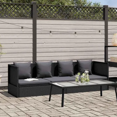 Produktbild von vidaXL Garten-Sofabett mit Kissen Poly Rattan Schwarz