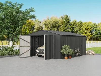 Produktbild von Verzinkter Stahlgarage mit Servicetür - anthrazitgrau - 19 m² - RIDOSO