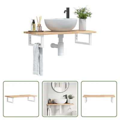 Produktbild von The Living Store Waschbeckenregal Wandmontage Stahl und Akazienholz