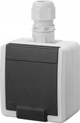 Zdjęcie produktu dla Elektro-Plast | Gniazdo wodoodporne Aquant GNT 2P+Z - szare - IP65 - do użytku na zewnątrz - odporne na warunki atmosferyczne
