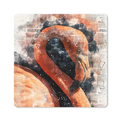 Produktbild von MuchoWow® Mauspad Mousepad Flamingo - Rauch - Zeitung 30x30 cm - Mousepads - Maus Mat - Pad - Mausunterlage - Gaming