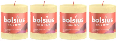 Produktbild von 4er-Set Stumpenkerze - Höhe 8 cm - Durchmesser 6,8 cm - Rustik - zartes Gelb