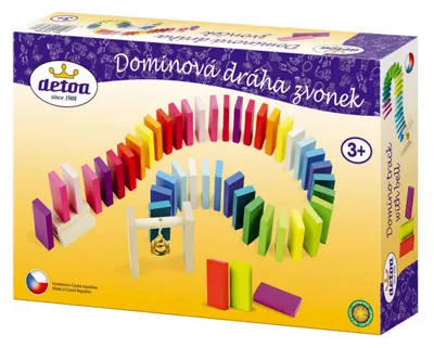 Immagine prodotto di Pista domino con campana in legno 95 pezzi in scatola 30x20x6cm