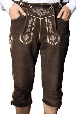 Produktbild von Trachten Lederhose Kniebundhose Ziegenleder Braun, Größe:44/XXS