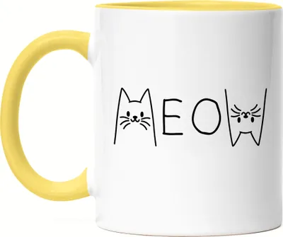 Produktbild von Meow Tasse Gelb Katzenliebhaber Katzenbesitzerin Haustier Katzenfan