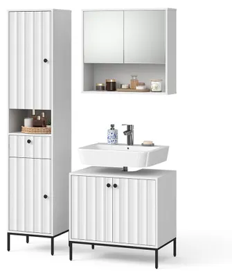 Image de Meubles bain Vicco Eliza Blanc cannelé 3 pièces, Model 59880