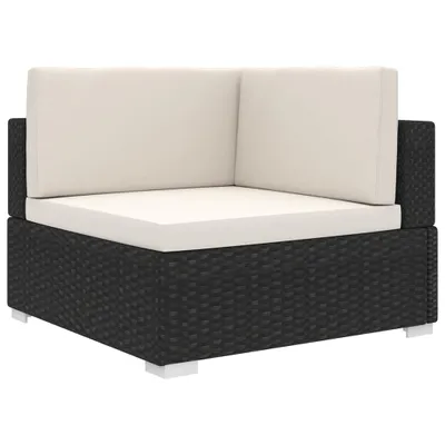 Zdjęcie produktu dla vidaXL Sofa modułowa narożna 1-częściowa + poduszki z polirattanu czarna