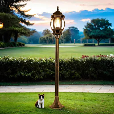 Produktbild von Stehlampe außen IP23 E27 111 cm Metall Aluminium Rustikal Hof Haus Wegeleuchte