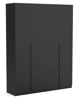 Produktbild von Kleiderschrank Bristol 180cm, schwarz matt, Drehtürenschrank, Farbauswahl, 180x54x234 cm 4-türig