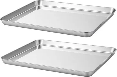 Productafbeelding van KEILEOHO Bakplaat roestvrij staal, zilver, 40 x 30 cm, 2 stuks