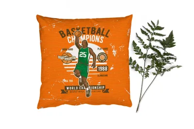 Produktbild von MuchoWow® Zierkissen Sofakissen Wohnzimmer Dekokissen 40x40 cm Mancave - Basketball - Männer - Vintage - Foto Kissen - Schlafzimmer Dekoration