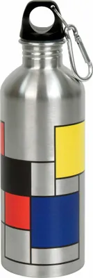 Produktbild von Könitz Flasche Cool Bottle - Hommage to Mondrian, Thermoflasche, Outdoorflasche, Doppelwandig mit Verschluss, Edelstahl, Silbern, 600 ml, 11 9 244 2310