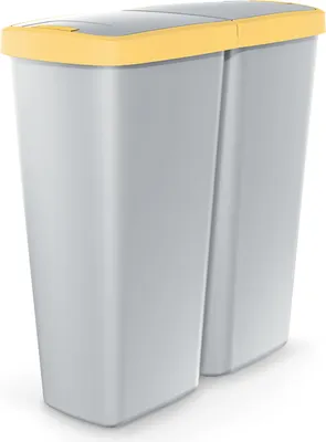 Obrázok produktu pre Dvojpriehradkový odpadkový kôš, 50 l, sivo-žltý