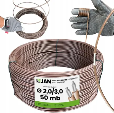 Obrázek produktu pro Napínací drát - Potažený drát - Hnědý - 50 M - Ø 3,0 mm - Odolný proti korozi