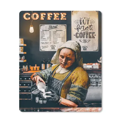 Produktbild von MuchoWow® Mauspad Mousepad Milchmädchen - Barista - Kaffee - Vintage - Kunst - Abstrakt - Malerei - Alte Meister 30x40 cm - Mousepads - Maus Mat - Pad - Mausunterlage - Mausmatten