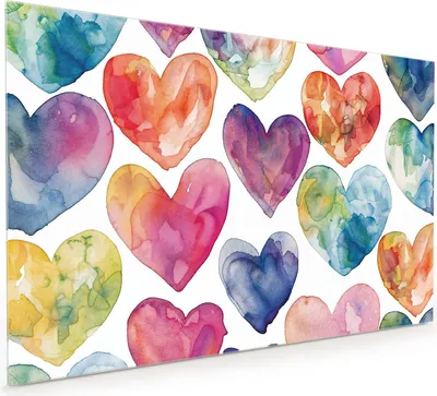 Produktbild von Küchenrückwand Spritzschutz Glas mit Motiv Aquarellherzen 40 x 40 cm